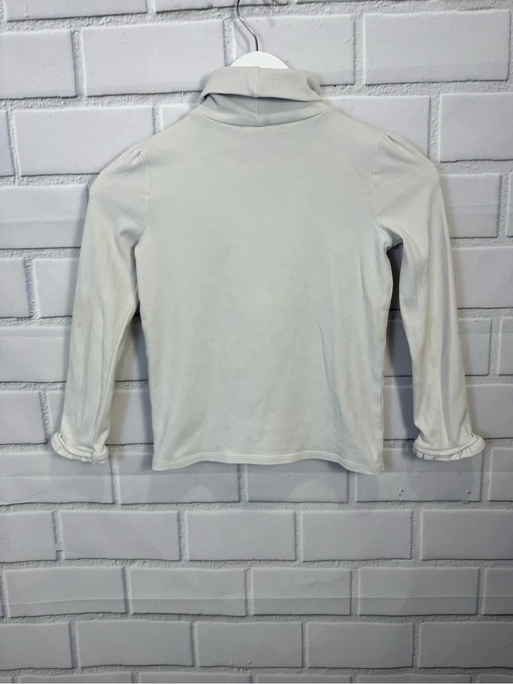 Gymboree Girls White Mock Neck Long Sleeve Top | Gold Button Detail | Size 10